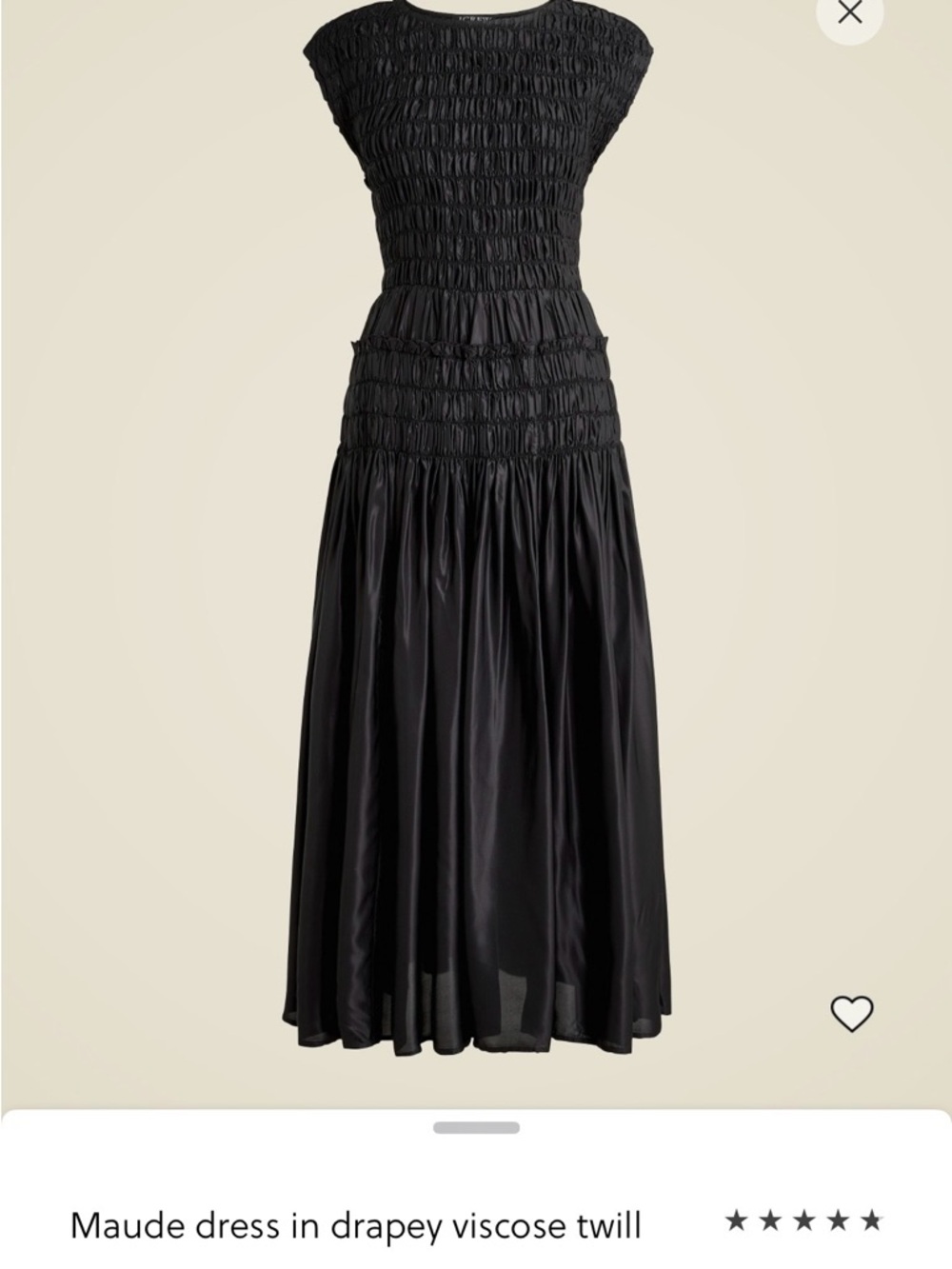 J. Crew Black Smocked Top Midi Dress